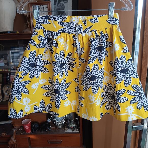 25" Vintage 1970's Womens Skirt sz 10 True VTG 70s SUNFLOWER PRINT YELLOW MINI - Picture 5 of 6